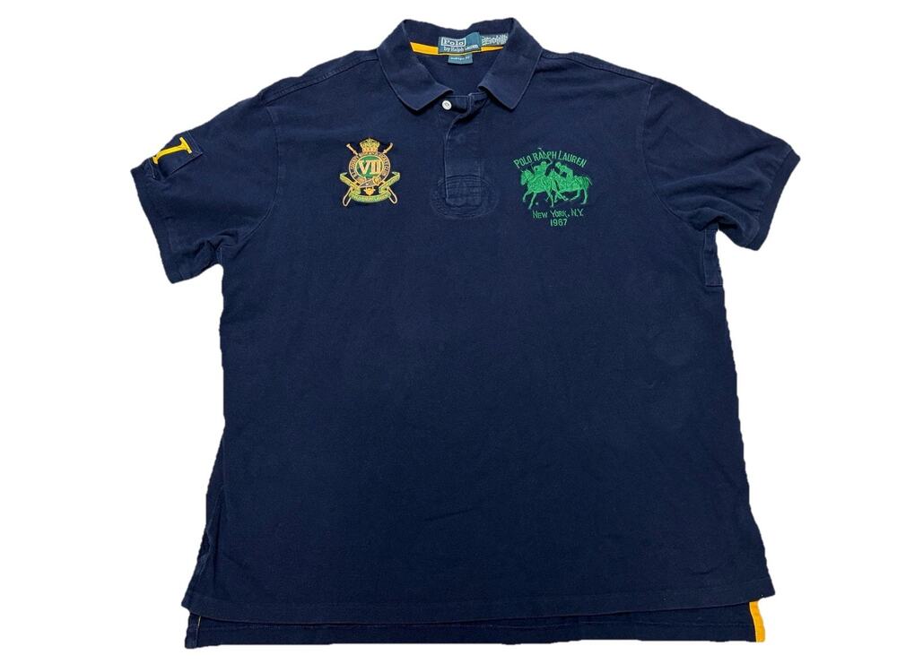 Ralph Lauren Polo Shirt Mens 2XL Custom Fit Double Pony Embroidered New York